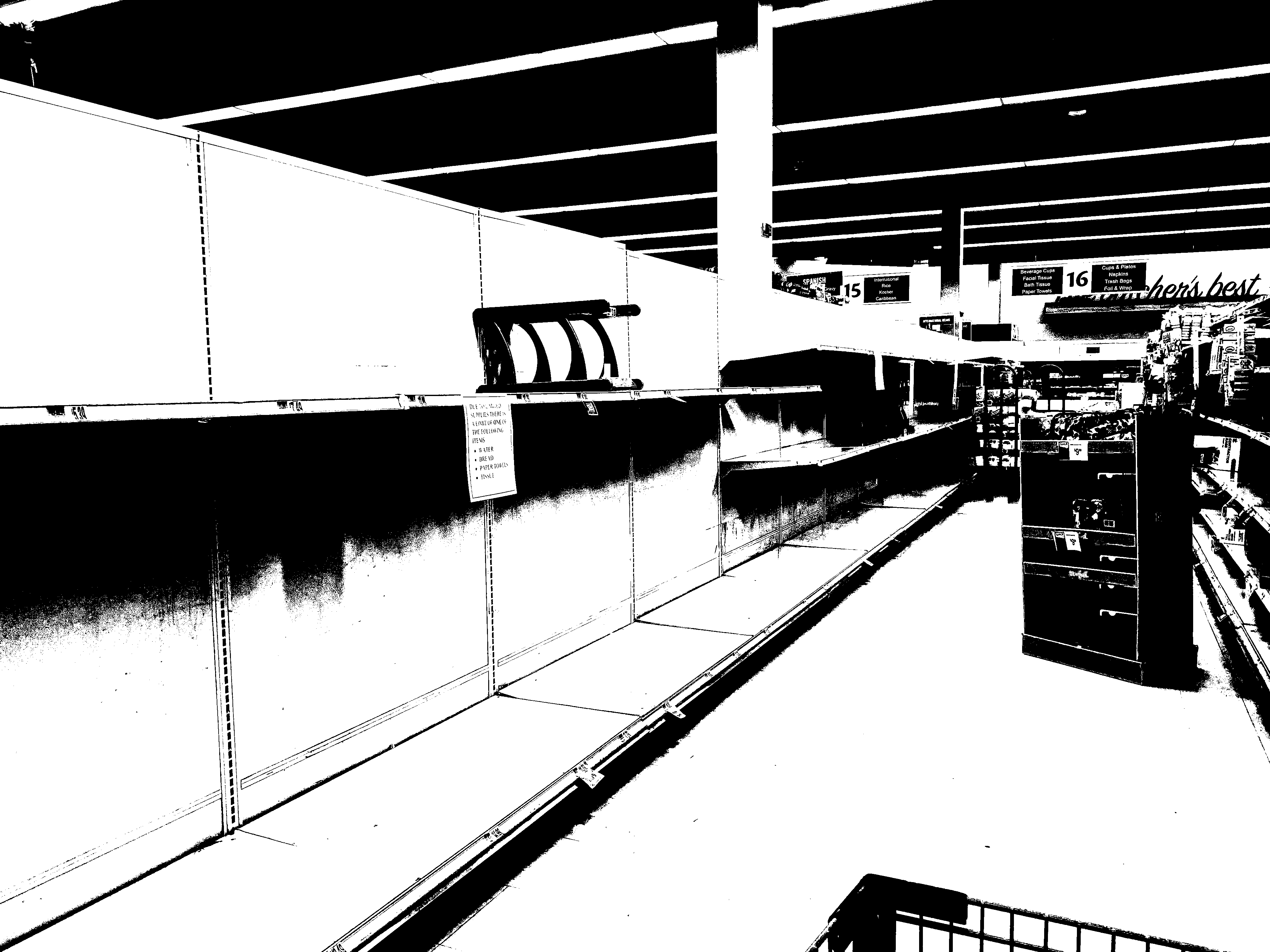 Empty shelves.
